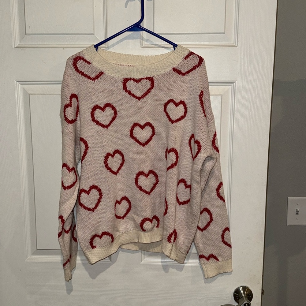 Pink Lily Heart Sweater